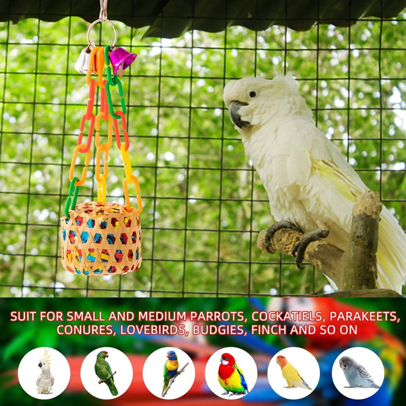 AFUOWER Bird Toys Parakeet Toy Parrot Chewing Shredding Foraging Toys with Rope Perch Hanging Toys Bird Cage Accessories for Cockatiel Conure Budgies Lovebird 5 Pack - Image 4